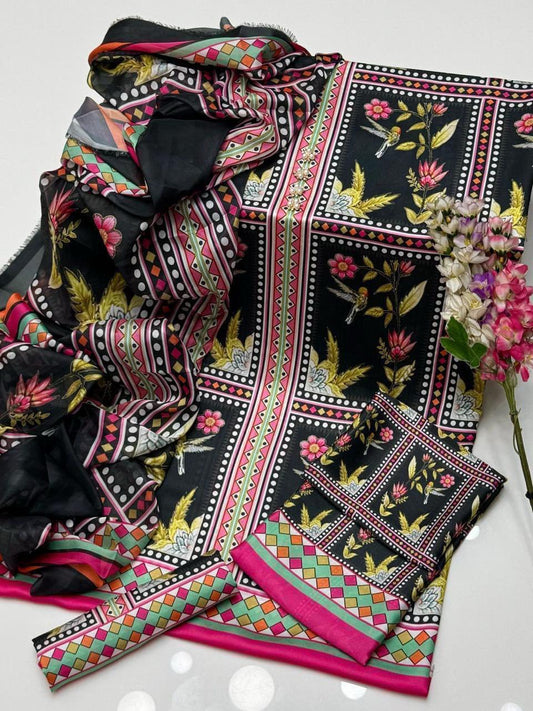 Shamoze Silk Digital Print 3Pcs Dress