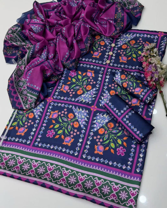 Shamoze Silk Digital Print 3Pcs Dress