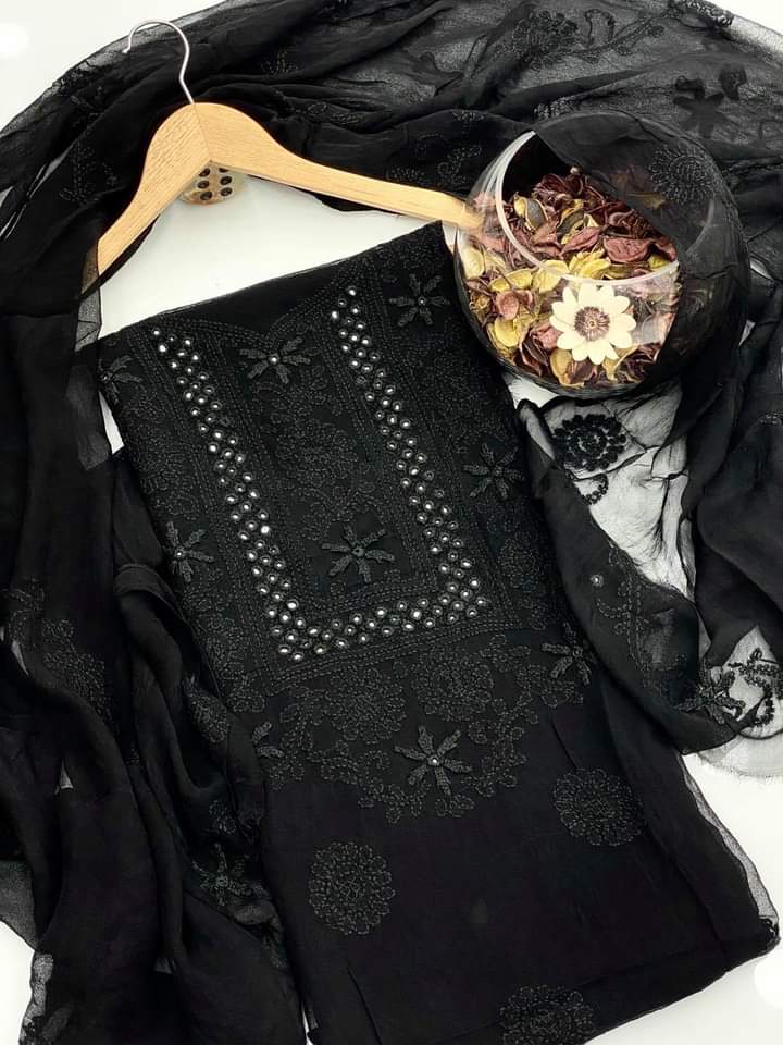 Chiffon Shadow Mirror /Sheesha Gala Work👗.