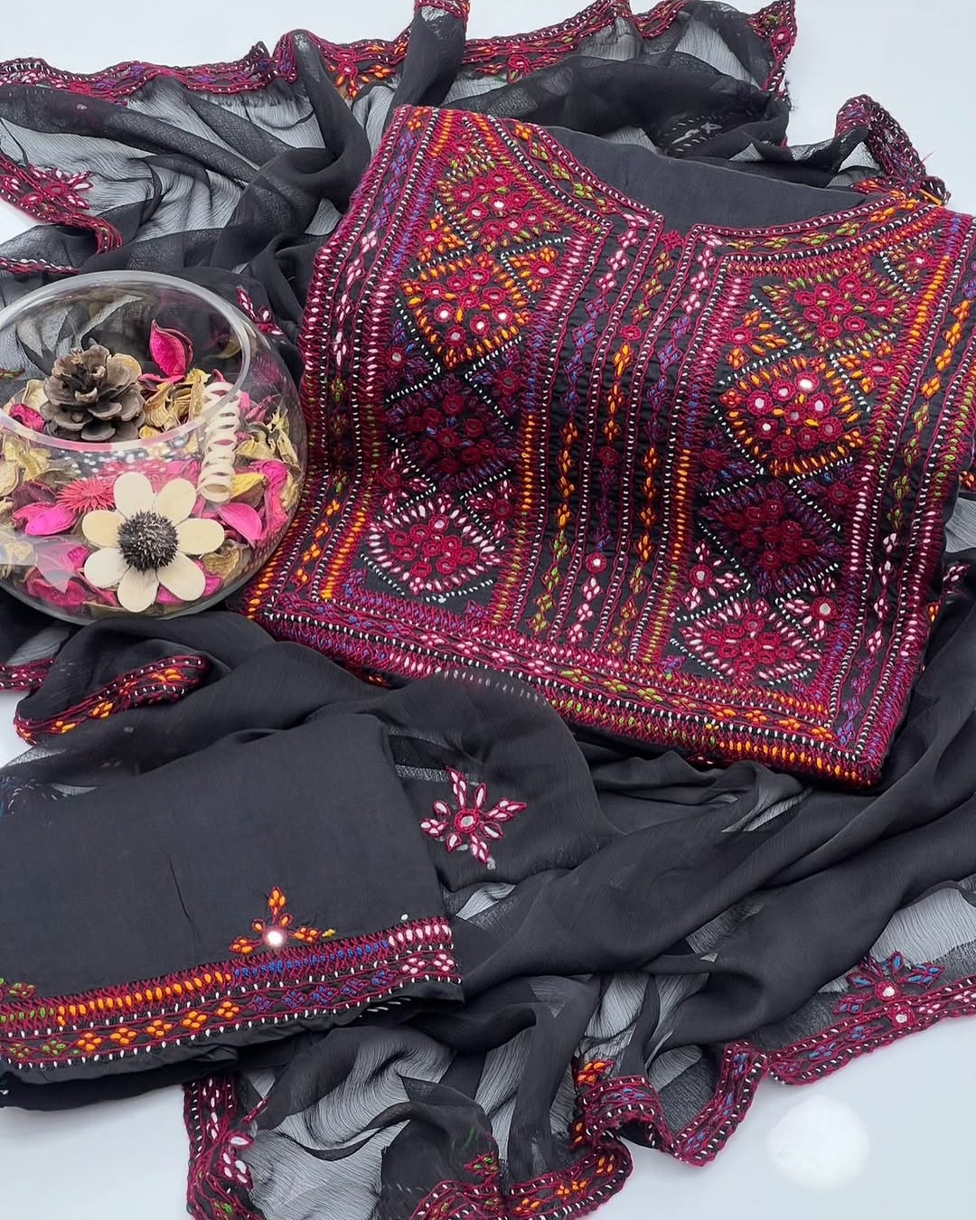 Soft Cotton Lawn Handmade Balouchi Gala 3 Pcs Dress