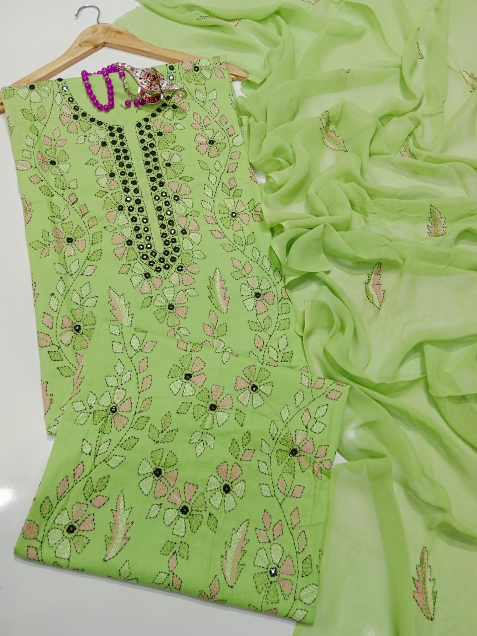 Kacha Mirror Work Lawn