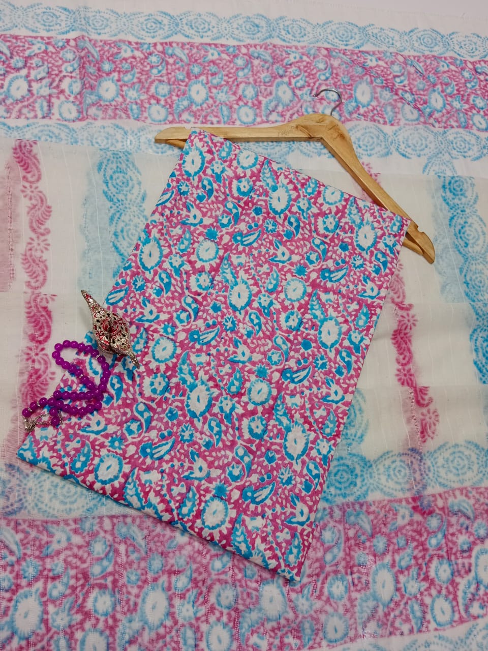 Block Print Lawn Tarkashi Work