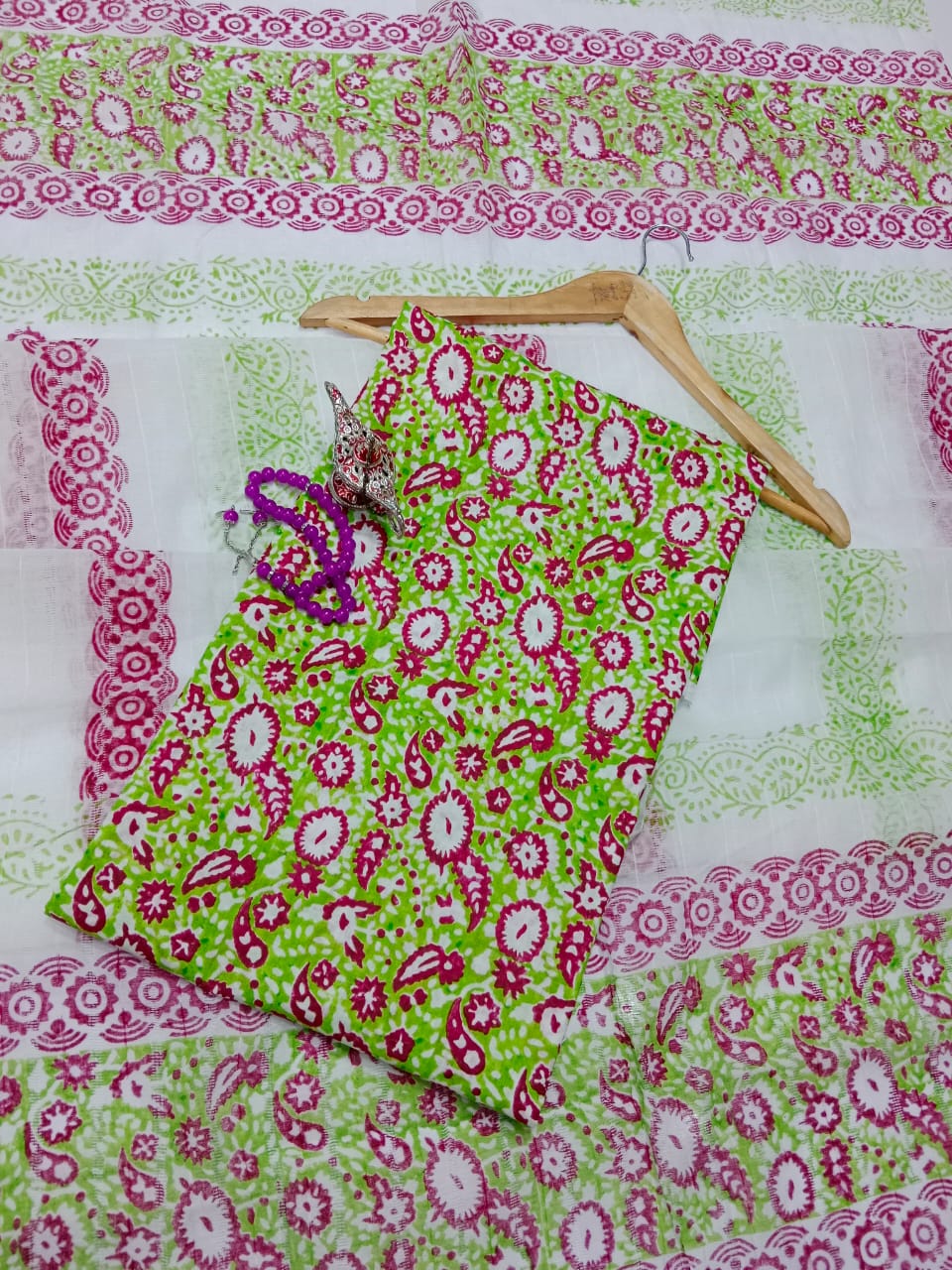 Block Print Lawn Tarkashi Work