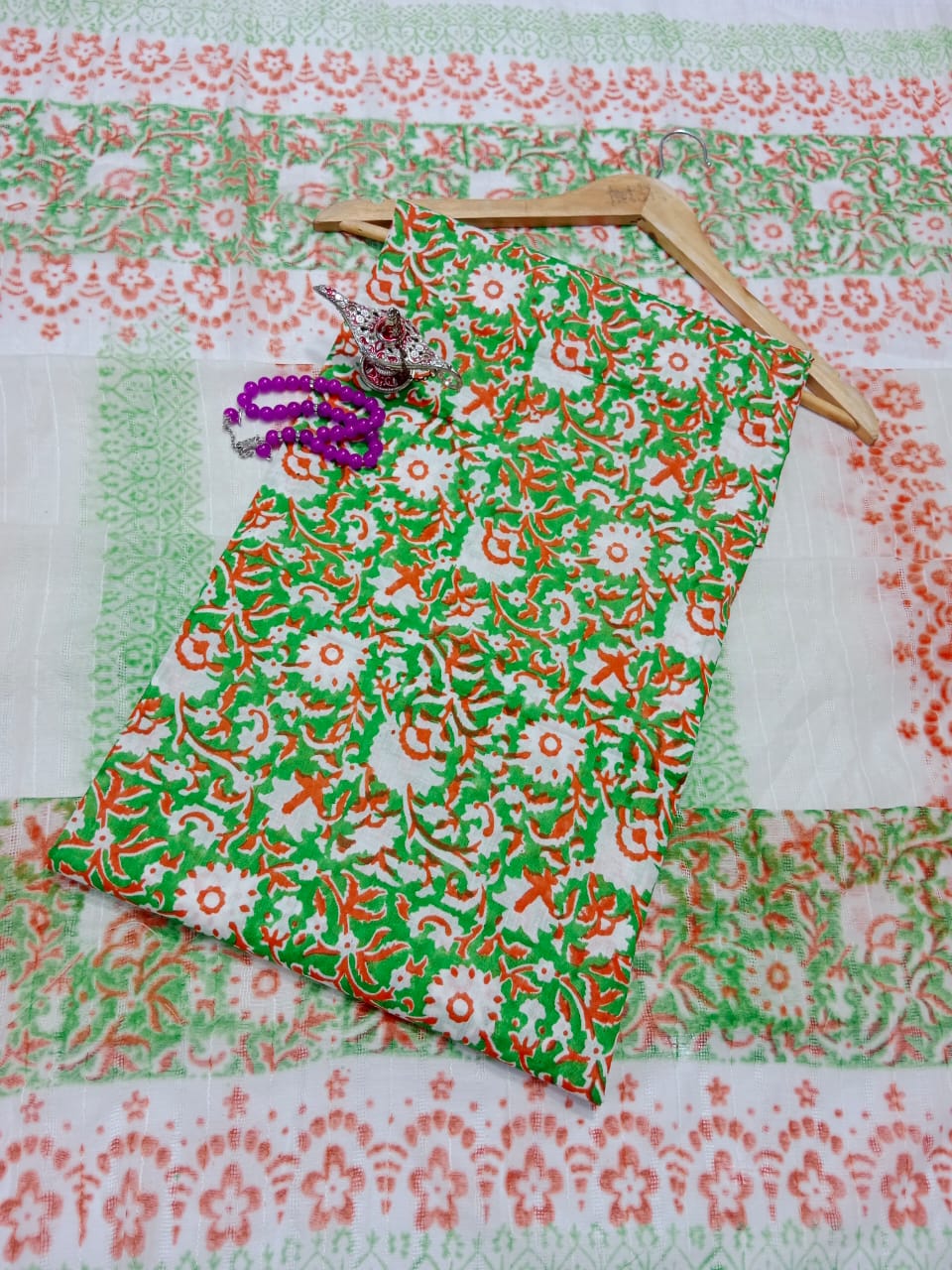 Block Print Lawn Tarkashi Work