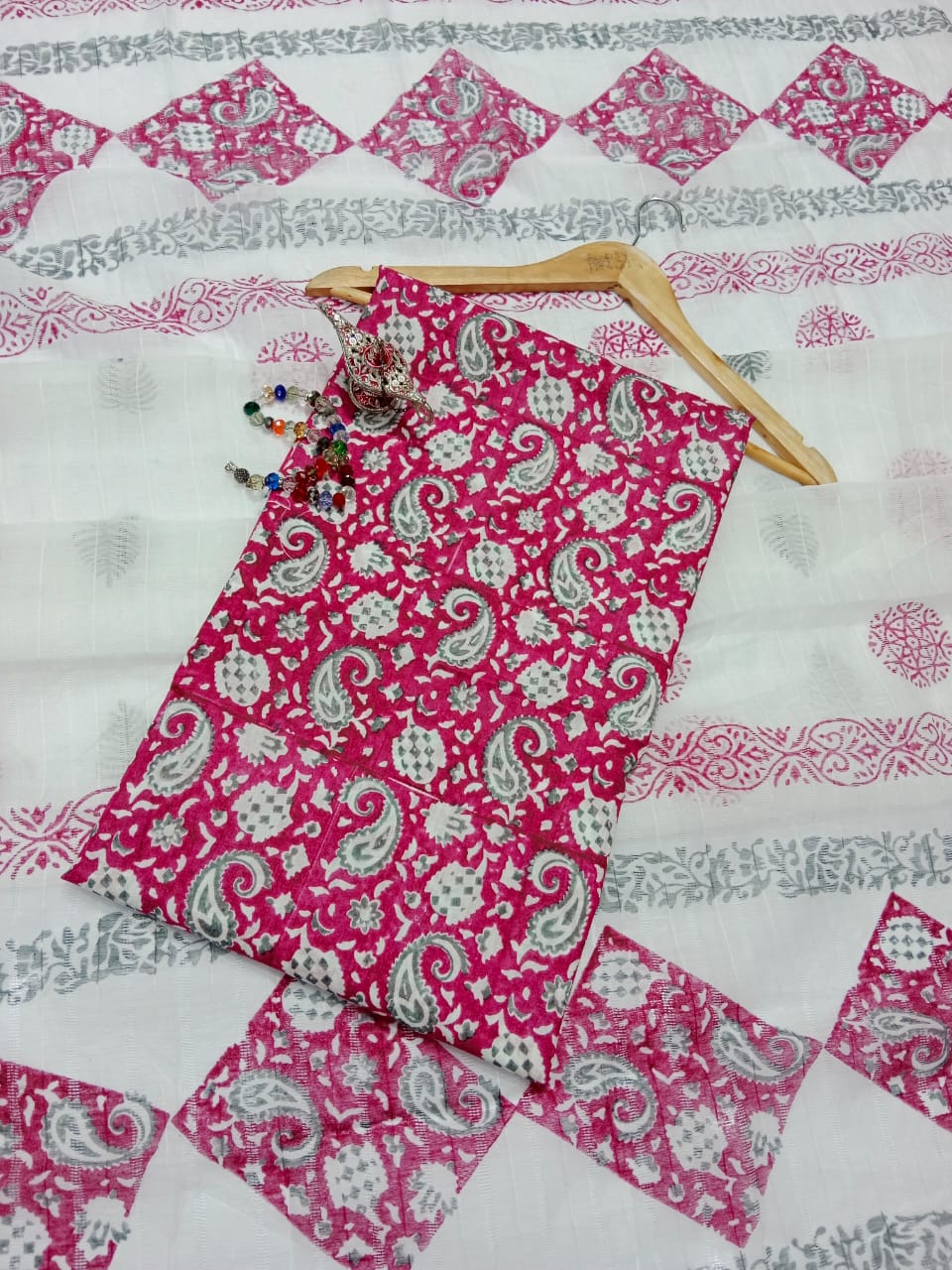 Block Print Lawn Tarkashi Work