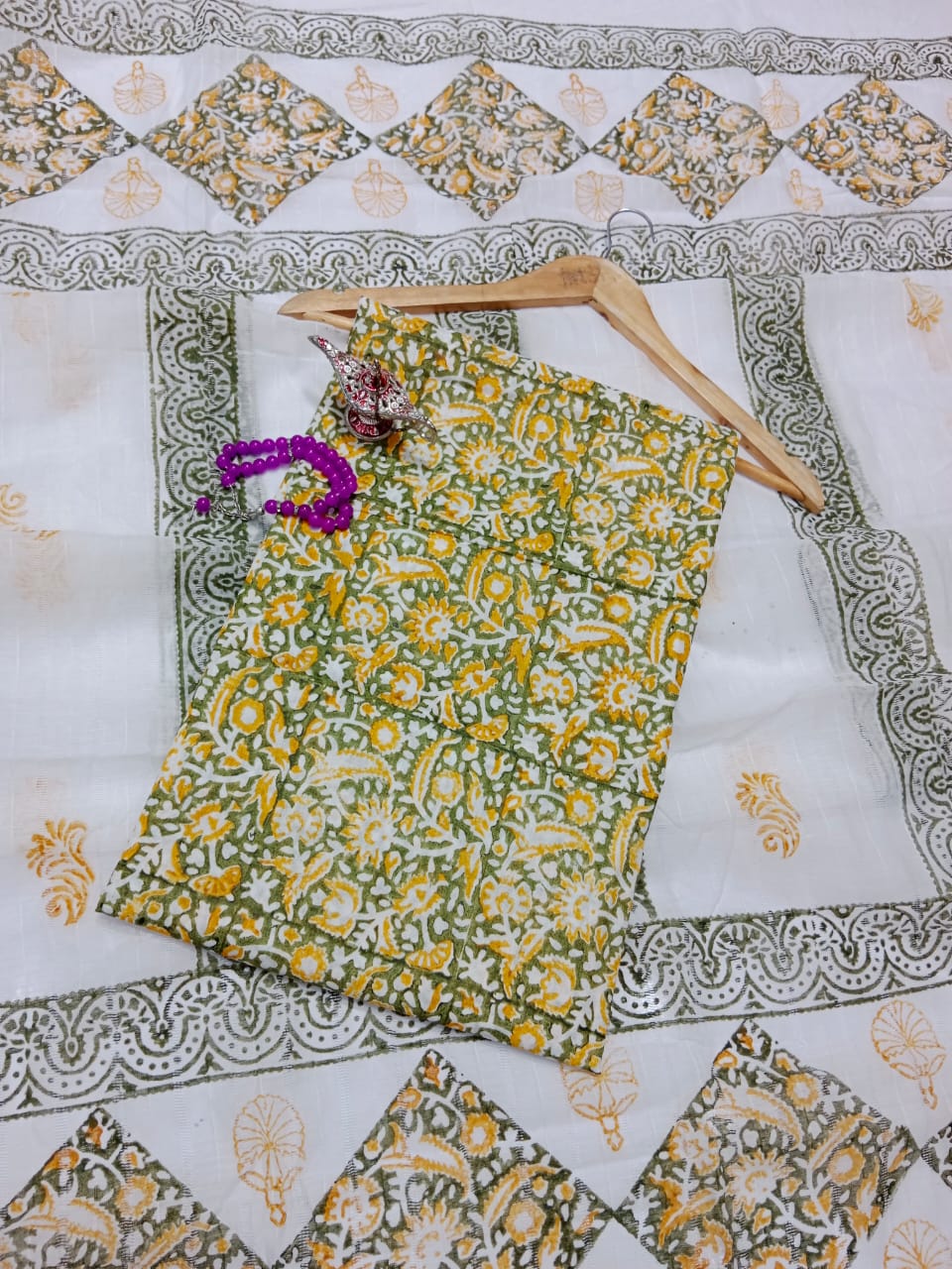 Block Print Lawn Tarkashi Work