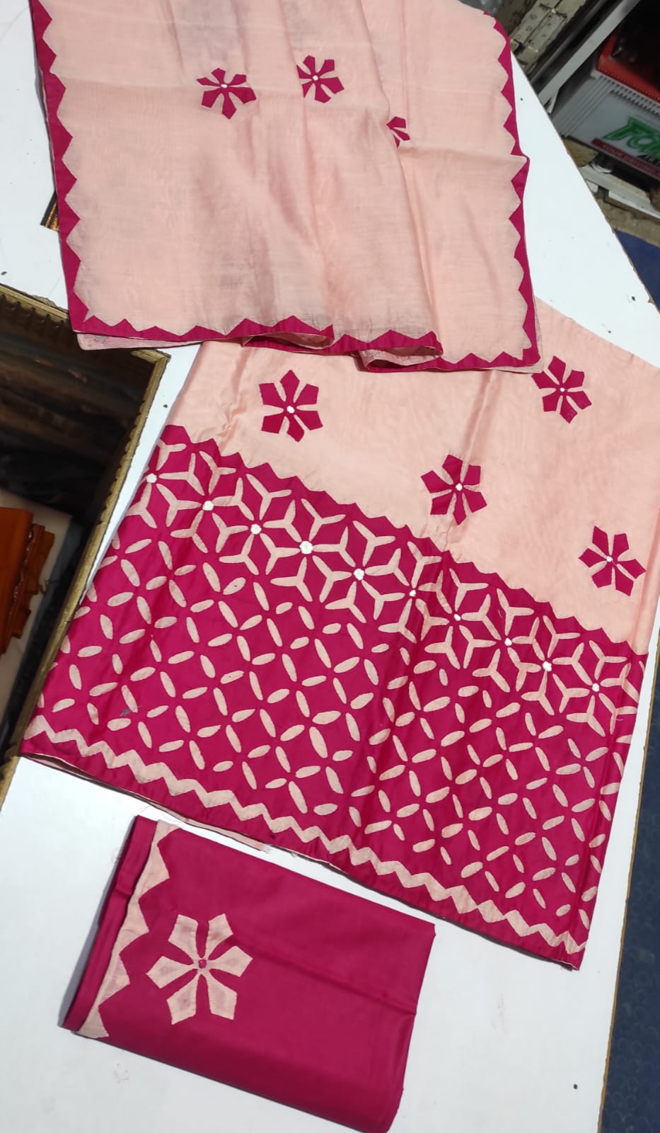 Applic Work Paper Cotton - peach pink