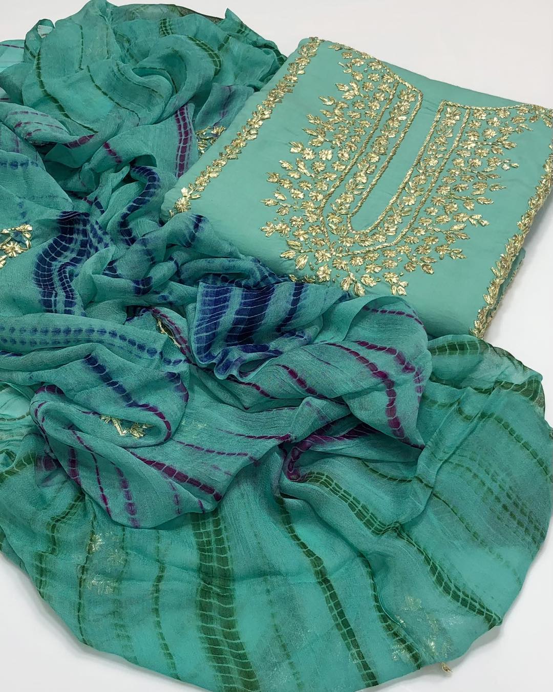 Handmade Gotta Work Lawn Suit Tye Dye Duppatta 3 Pc Dress 👗