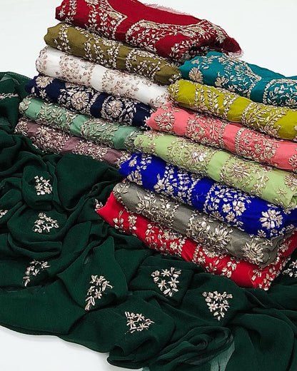 Handmade Goota Kinari Work Full Embroidery Chiffion 2 Pc Dress 👗