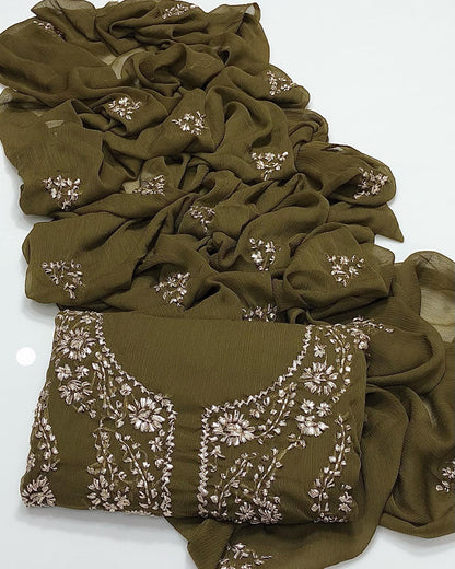 Handmade Goota Kinari Work Full Embroidery Chiffion 2 Pc Dress 👗