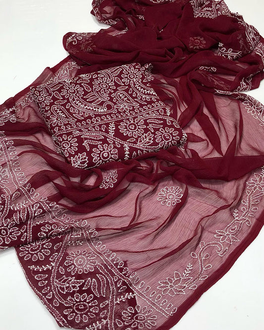 Soft Chiffon Chikenkari👗