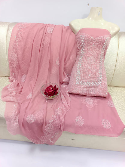 Chiffon Chikenkari Mirror Luxury Collection - Unstitch Shirt Dupatta