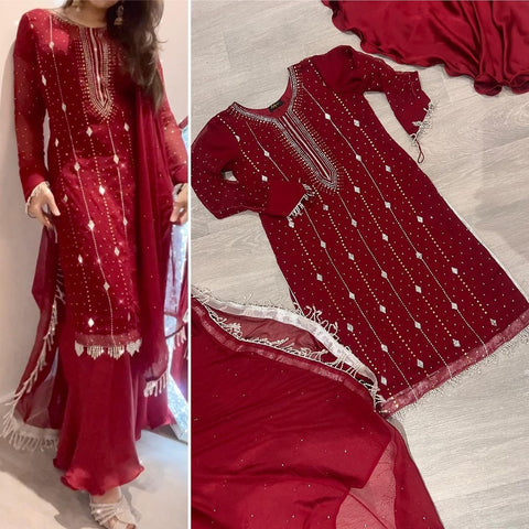 Fancy Exclusive Classic Chiffon Mukesh Work