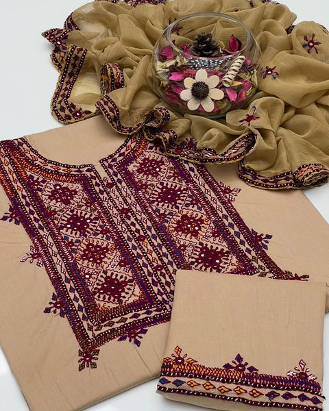 Soft Cotton Lawn Handmade Balouchi Gala 3 Pcs Dress