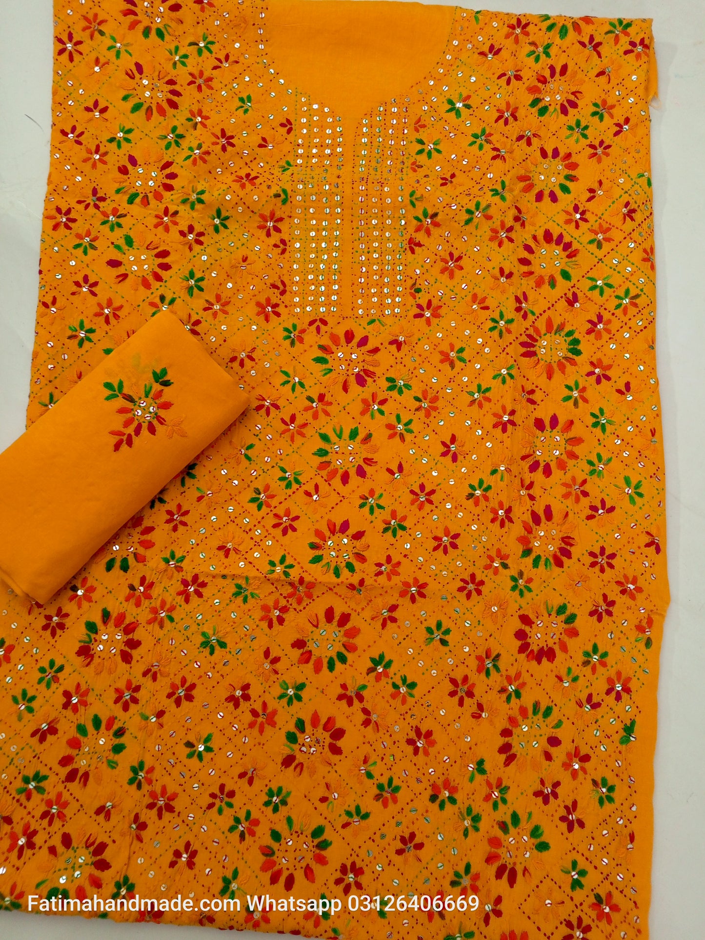 Phulkari Lawn - Mango yellow