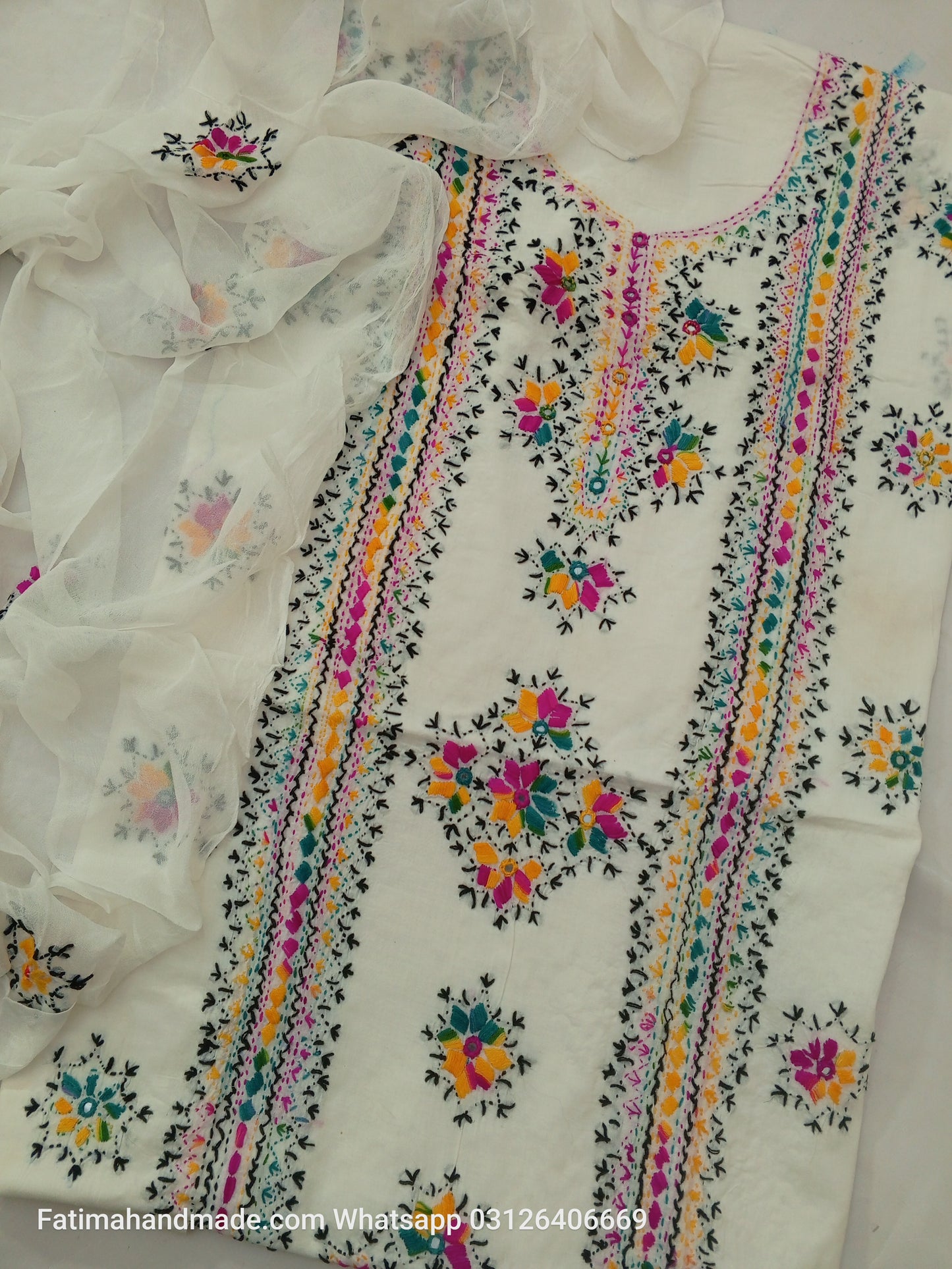 Afghani lawn white 6 - chiffon dippatta