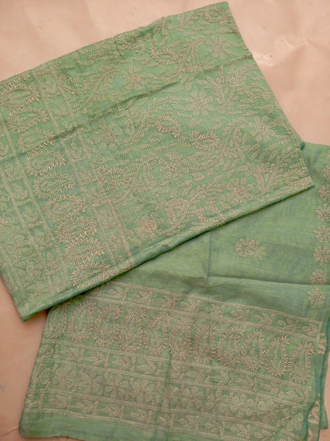 Paper cotton chicken Kari Shirt Dupptta - Sea Green