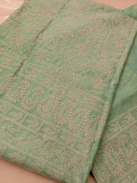 Paper cotton chicken Kari Shirt Dupptta - Sea Green