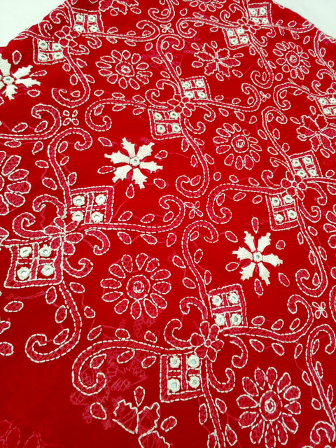 Chikenkari Mirror work chiffon shirt dupptta - Ref