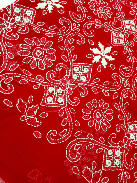 Chikenkari Mirror work chiffon shirt dupptta - Ref