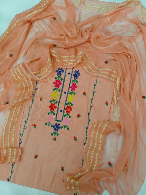 Crossstitch lawn 3 piece - peach