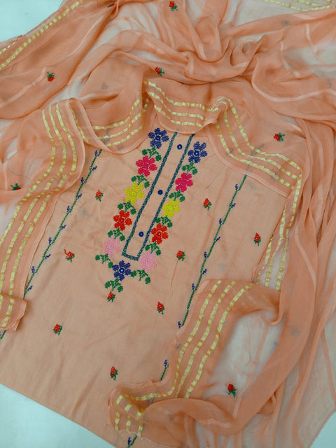 Crossstitch lawn 3 piece - peach