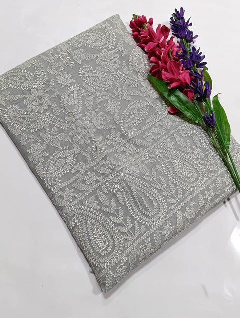 Paper cotton chicken Kari Shirt Dupptta - Gray