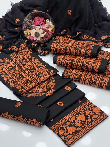 Soft Cotton Embroided Gala Border 3Pcs Dress