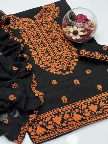 Soft Cotton Embroided Gala Border 3Pcs Dress