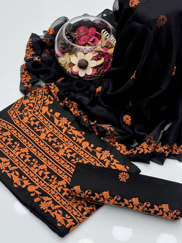 Soft Cotton Embroided Gala Border 3Pcs Dress