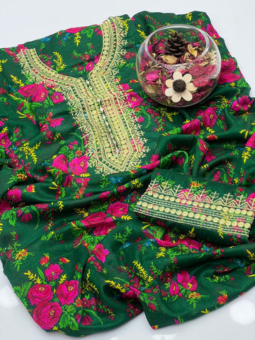 Light Weight Marina Floral Print Neck Tilla & Mirror Work 2Pcs Dress