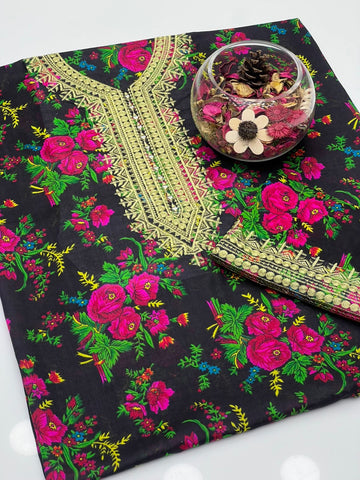 Light Weight Marina Floral Print Neck Tilla & Mirror Work 2Pcs Dress