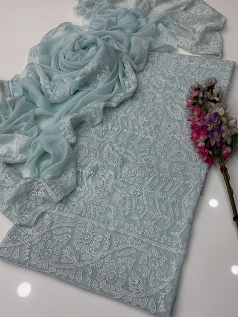 Soft Chiffon Chikenkari👗