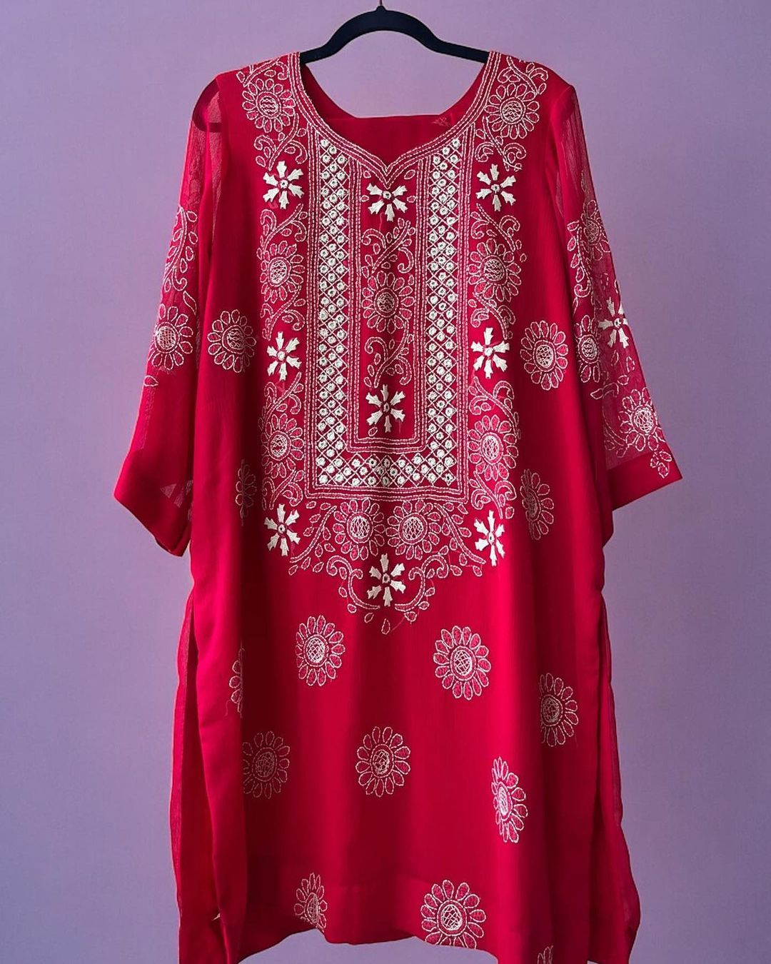 Chiffon Chikenkari Mirror Luxury Collection - Unstitch Shirt Dupatta