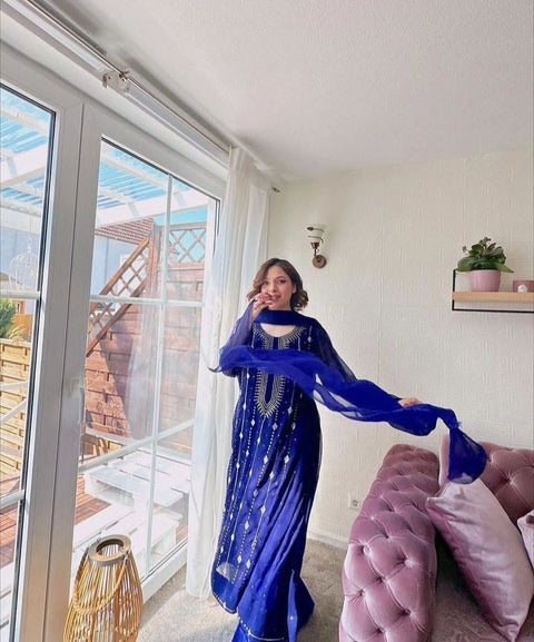 Fancy Exclusive Classic Chiffon Mukesh Work