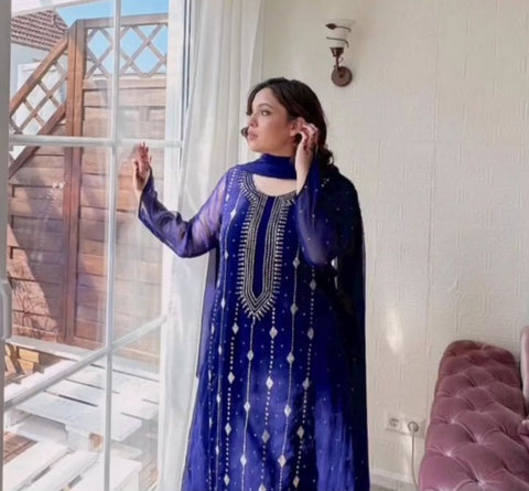 Fancy Exclusive Classic Chiffon Mukesh Work