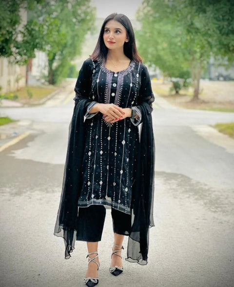 Fancy Exclusive Classic Chiffon Mukesh Work