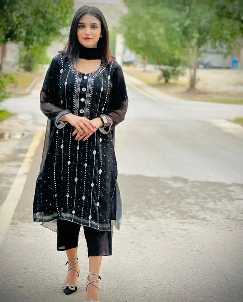 Fancy Exclusive Classic Chiffon Mukesh Work