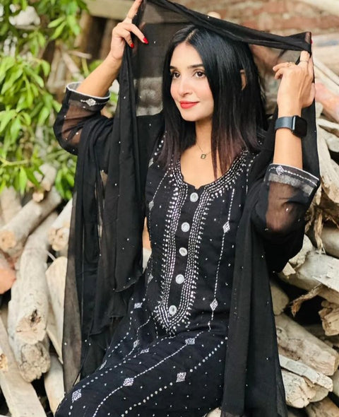 Fancy Exclusive Classic Chiffon Mukesh Work