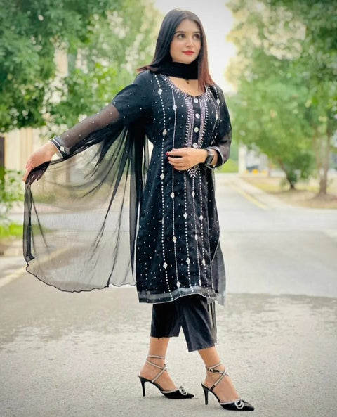 Fancy Exclusive Classic Chiffon Mukesh Work