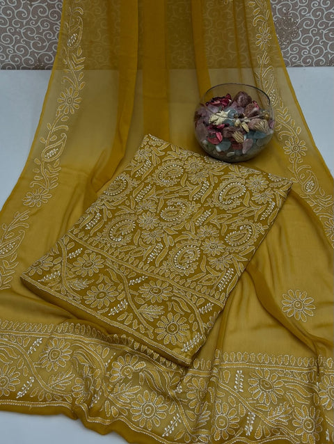 Soft Chiffon Chikenkari👗