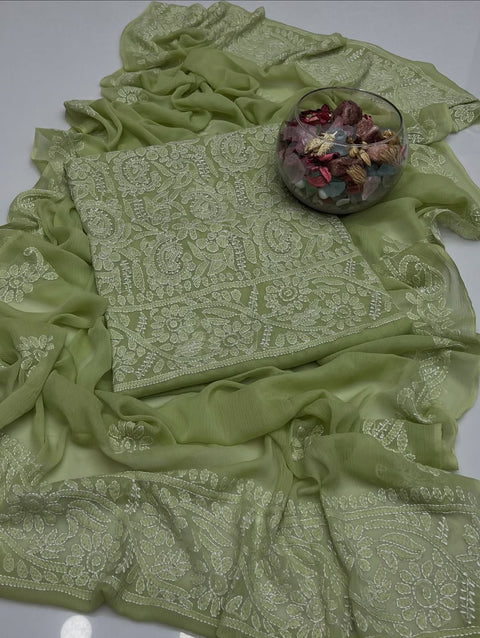 Soft Chiffon Chikenkari👗