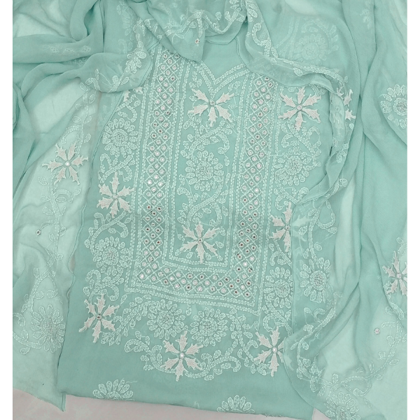 Chiffon Chikenkari Mirror Luxury Collection - Unstitch Shirt Dupatta