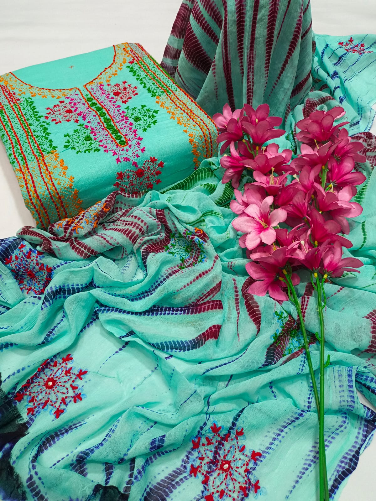 Afghani Style Lawn Dress With Tye Dye Duppatta👗