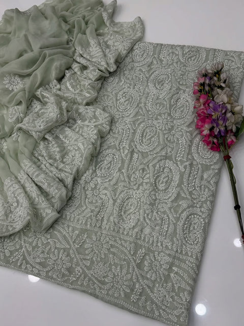 Soft Chiffon Chikenkari👗