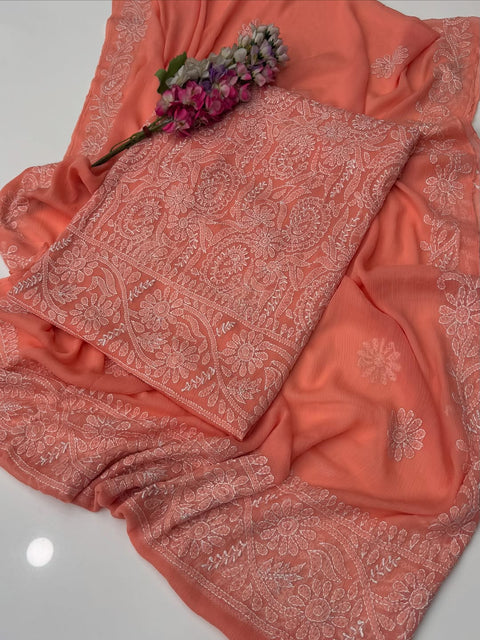 Soft Chiffon Chikenkari👗