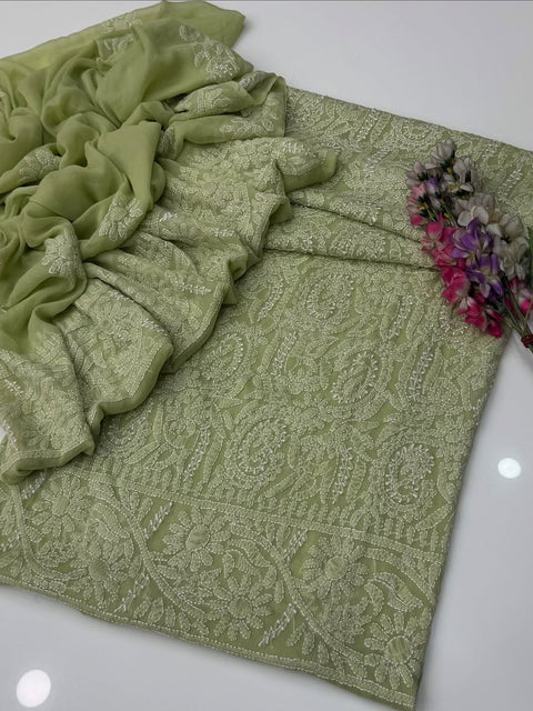 Soft Chiffon Chikenkari👗